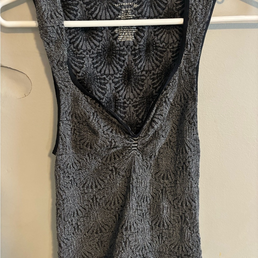 Free People Black Textured Tank Top